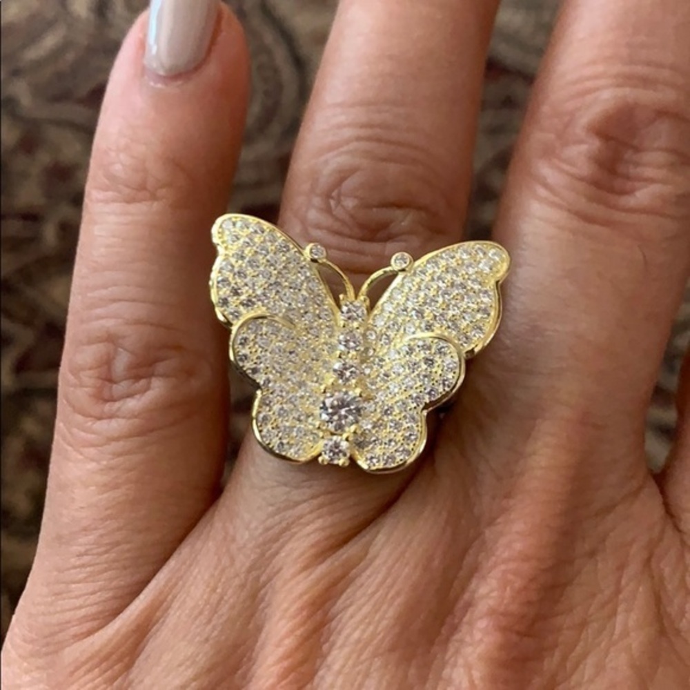 New unique 14k Gold plated Butterfly Ring size 7